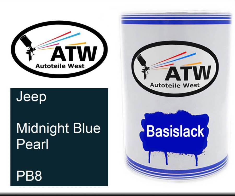 Jeep, Midnight Blue Pearl, PB8: 500ml Lackdose, von ATW Autoteile West.